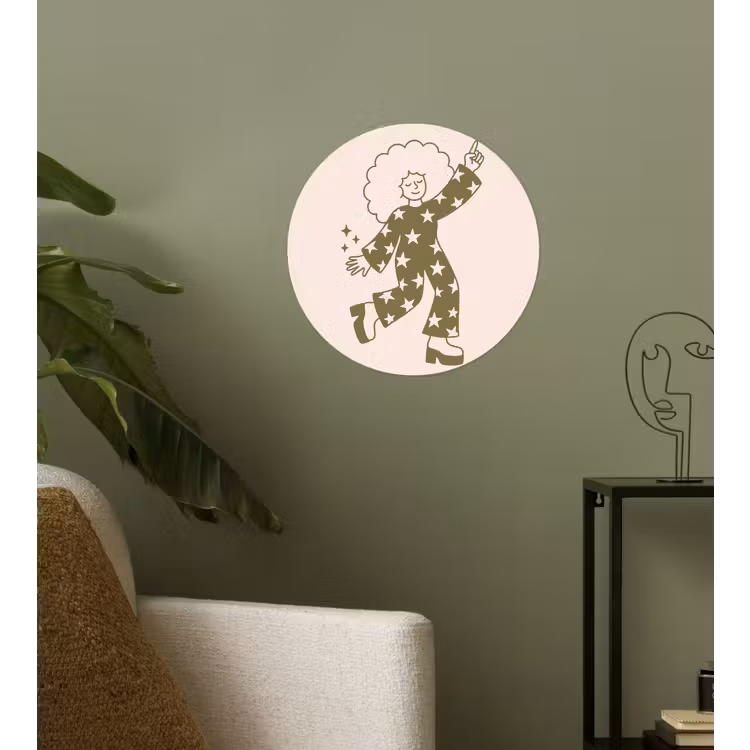 Mensen - Dansend - Feest - Vintage - Groen Wandcirkel behangsticker klein -sfeer2