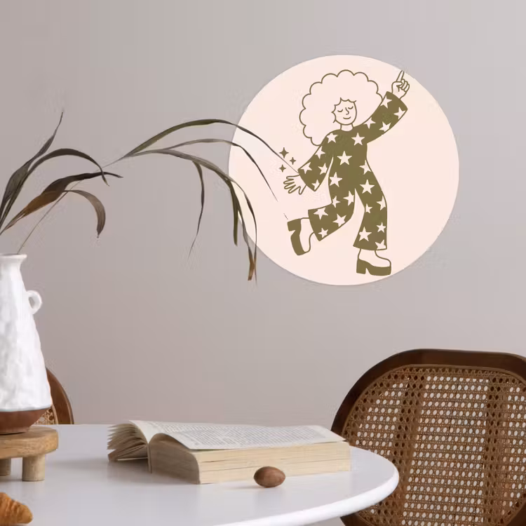 Mensen - Dansend - Feest - Vintage - Groen Wandcirkel behangsticker klein -sfeer3