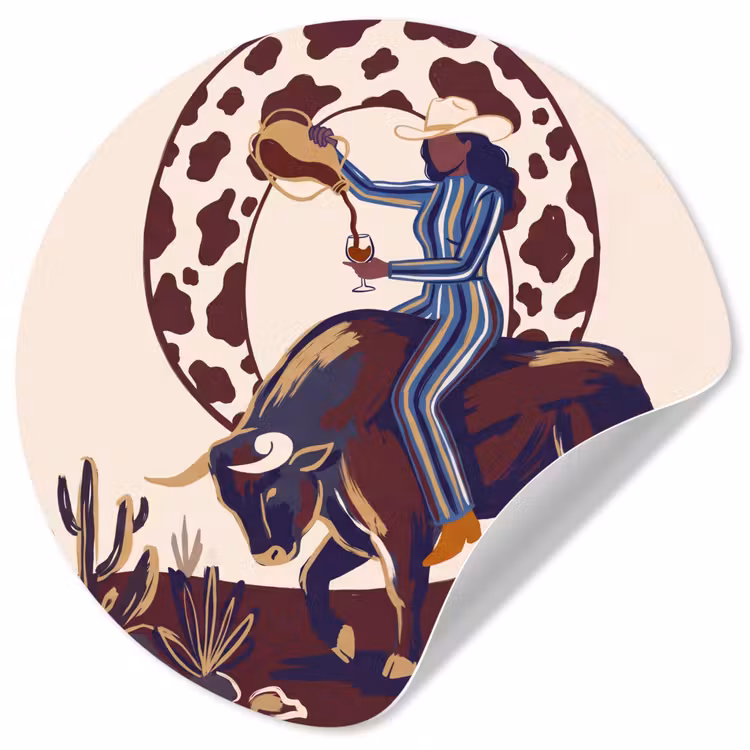 Mensen - Dieren - Cowboy - Abstract - Kleurrijk Wandcirkel behangsticker klein -3d