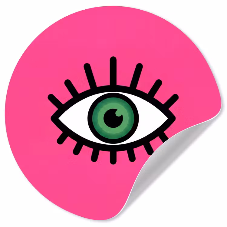 Minimalistisch - Oog - Roze Wandcirkel behangsticker klein -3d