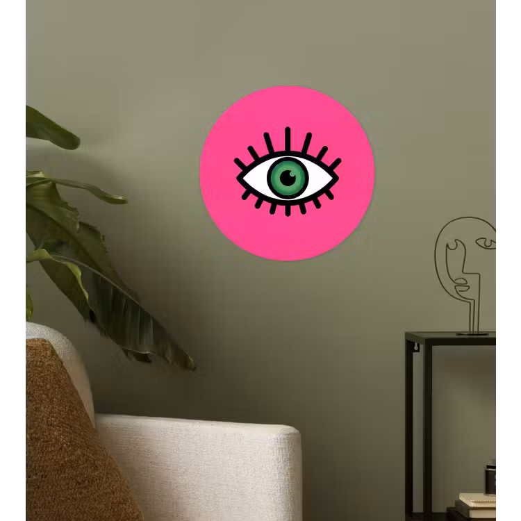 Minimalistisch - Oog - Roze Wandcirkel behangsticker klein -sfeer2