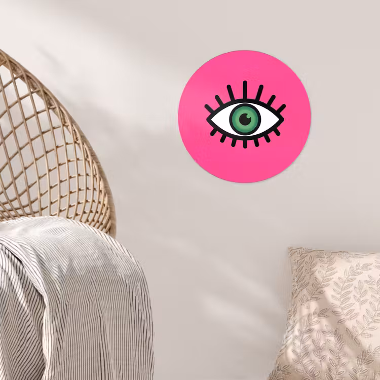 Minimalistisch - Oog - Roze Wandcirkel behangsticker klein -sfeer4