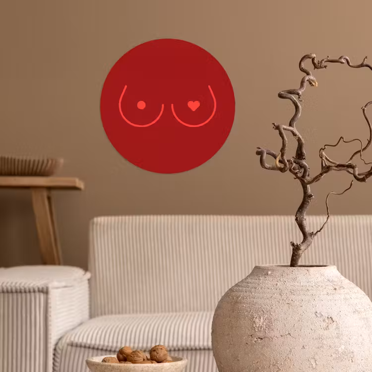 Minimalistisch - Lijnillustratie - Rood Wandcirkel behangsticker klein -sfeer1