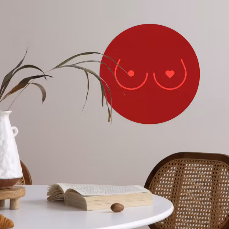 Minimalistisch - Lijnillustratie - Rood Wandcirkel behangsticker klein -sfeer3