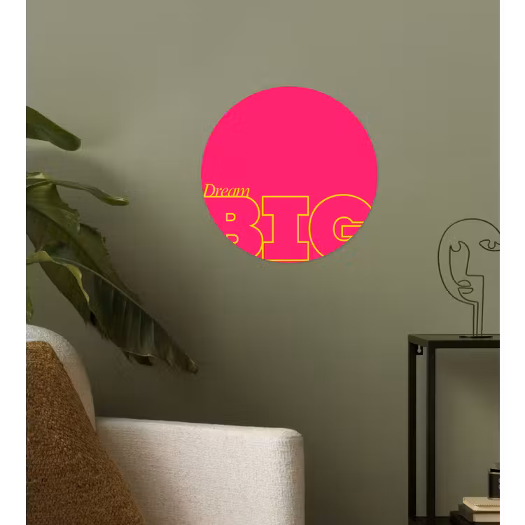 Minimalistisch - Roze - Dream big - Grafisch Wandcirkel behangsticker klein -sfeer2