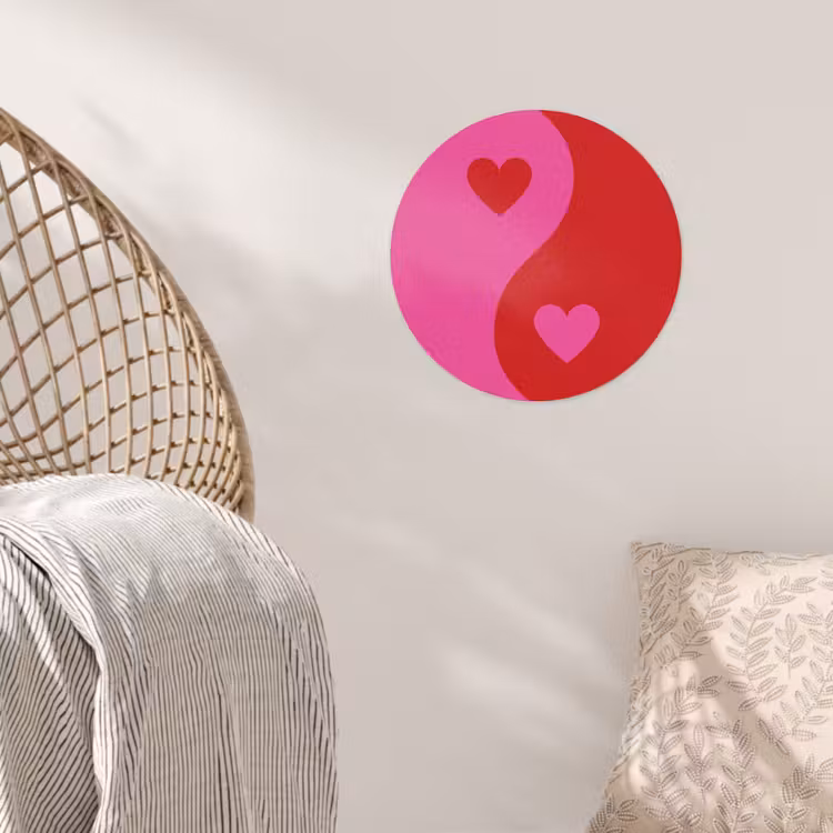 Minimalistisch - Rood - Roze - Hartjes Wandcirkel behangsticker klein -sfeer4