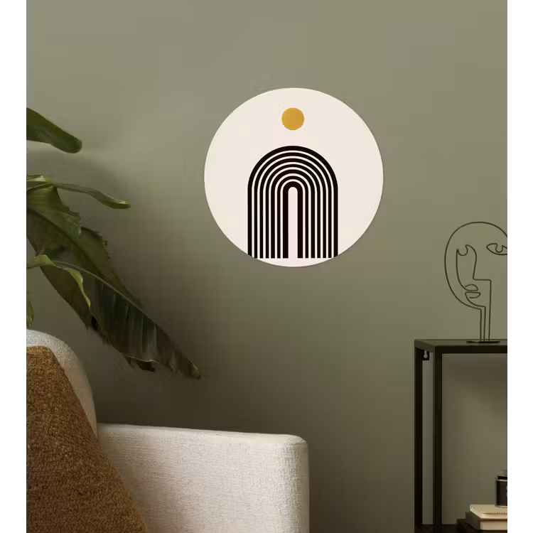 Minimalistisch - Zwarte boog - Gouden cirkel Wandcirkel behangsticker klein -sfeer2