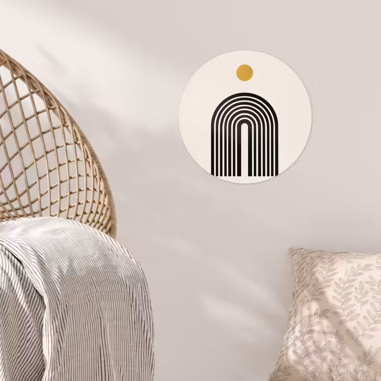 Minimalistisch - Zwarte boog - Gouden cirkel Wandcirkel behangsticker klein -sfeer4