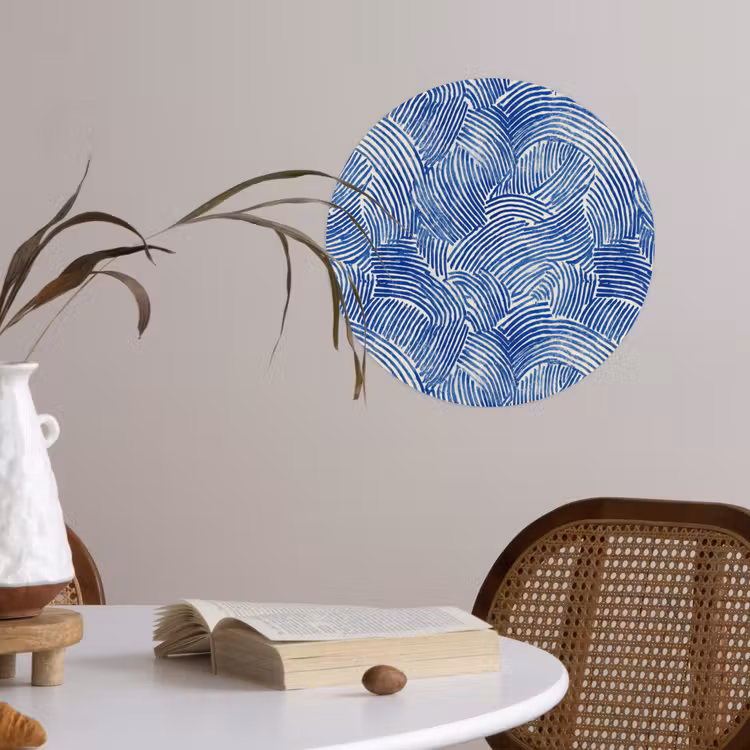 Modern - Abstract - Blauw Wandcirkel behangsticker klein 186 -sfeer3