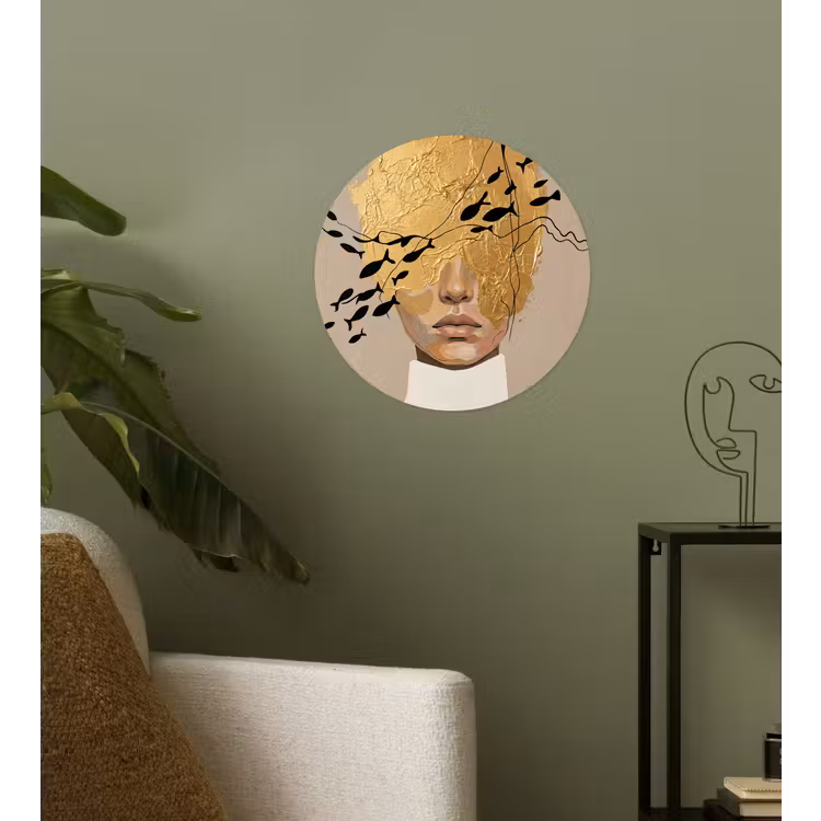 Modern - Vrouw - Goud Wandcirkel behangsticker klein -sfeer2