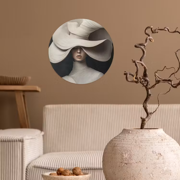 Modern - Vrouw - Hoed Wandcirkel behangsticker klein -sfeer1