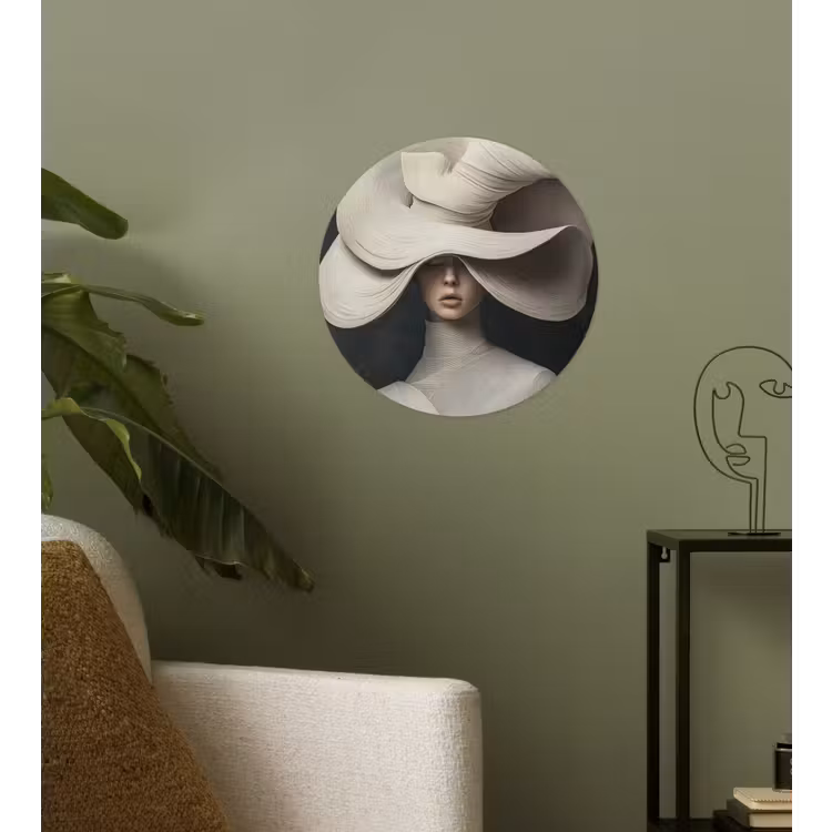 Modern - Vrouw - Hoed Wandcirkel behangsticker klein -sfeer2