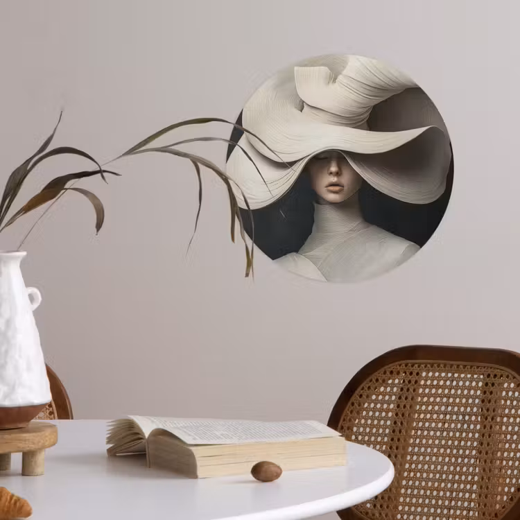 Modern - Vrouw - Hoed Wandcirkel behangsticker klein -sfeer3