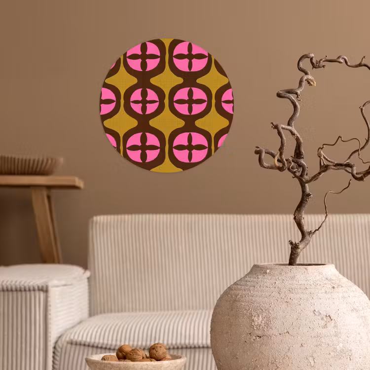 Modern - Patroon - Roze Wandcirkel behangsticker klein 186 -sfeer1