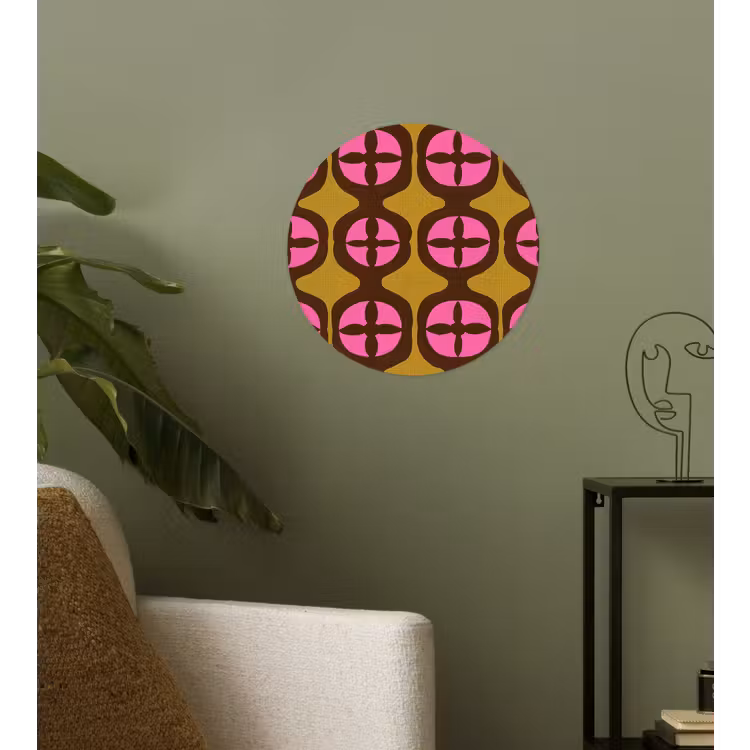 Modern - Patroon - Roze Wandcirkel behangsticker klein 186 -sfeer2