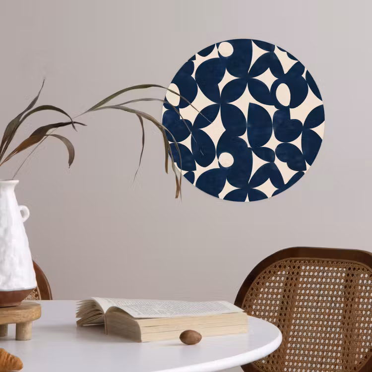 Modern - Geometrisch - Blauw Wandcirkel behangsticker klein 186 -sfeer3