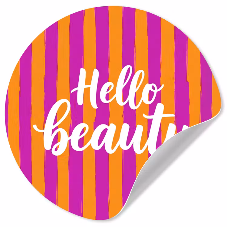 Modern - Hello - Oranje Wandcirkel behangsticker klein -3d