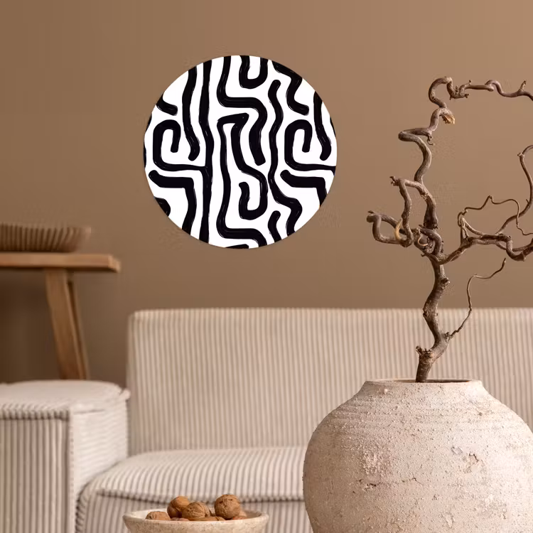 Modern - Lijnen - Zwart Wandcirkel behangsticker klein 186 -sfeer1