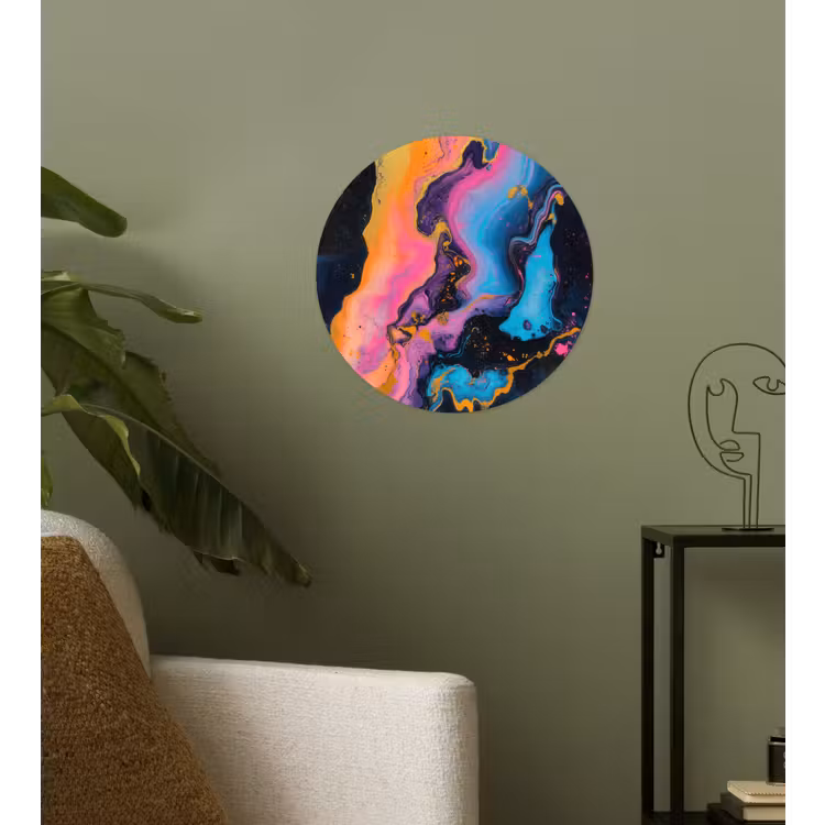 Modern - Marmer - Oranje Wandcirkel behangsticker klein -sfeer2