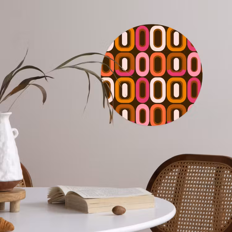 Modern - Retro - Kleurrijk Wandcirkel behangsticker klein 186 -sfeer3