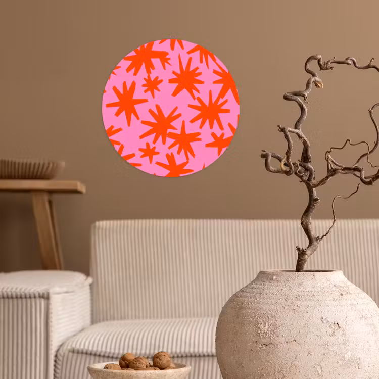 Modern - Sterren - Roze Wandcirkel behangsticker klein 186 -sfeer1