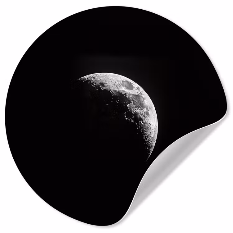 Maan - Hemel - Zwart - Schaduw Wandcirkel behangsticker klein -3d