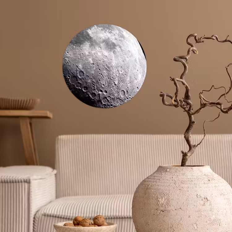 Runde Tapete - Mond – Krater – Weltraum - Maan - Kraters - Ruimte Wandcirkel behangsticker klein