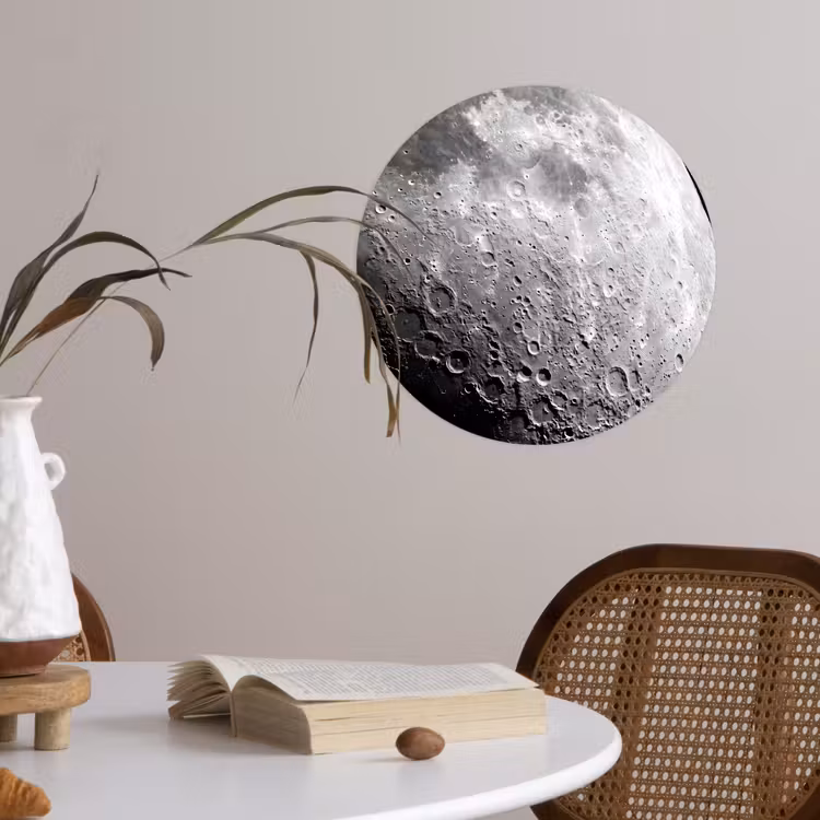 Runde Tapete - Mond – Krater – Weltraum - Maan - Kraters - Ruimte Wandcirkel behangsticker klein