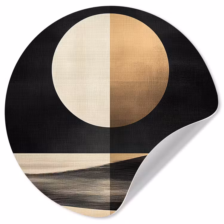 Maan - Cirkel - Goud Wandcirkel behangsticker klein -3d
