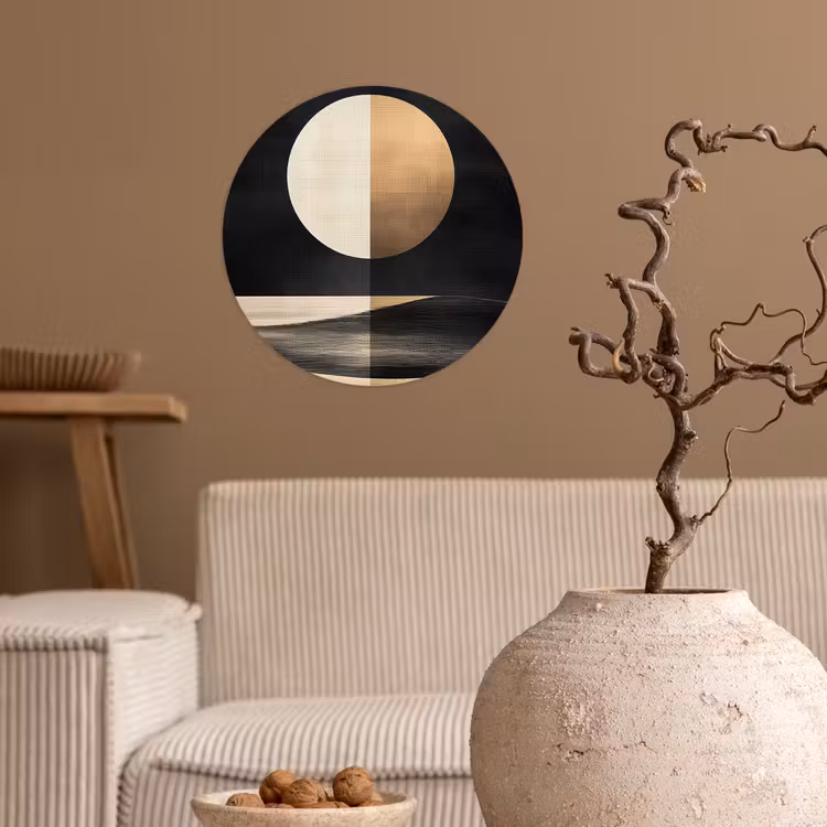 Maan - Cirkel - Goud Wandcirkel behangsticker klein -sfeer1