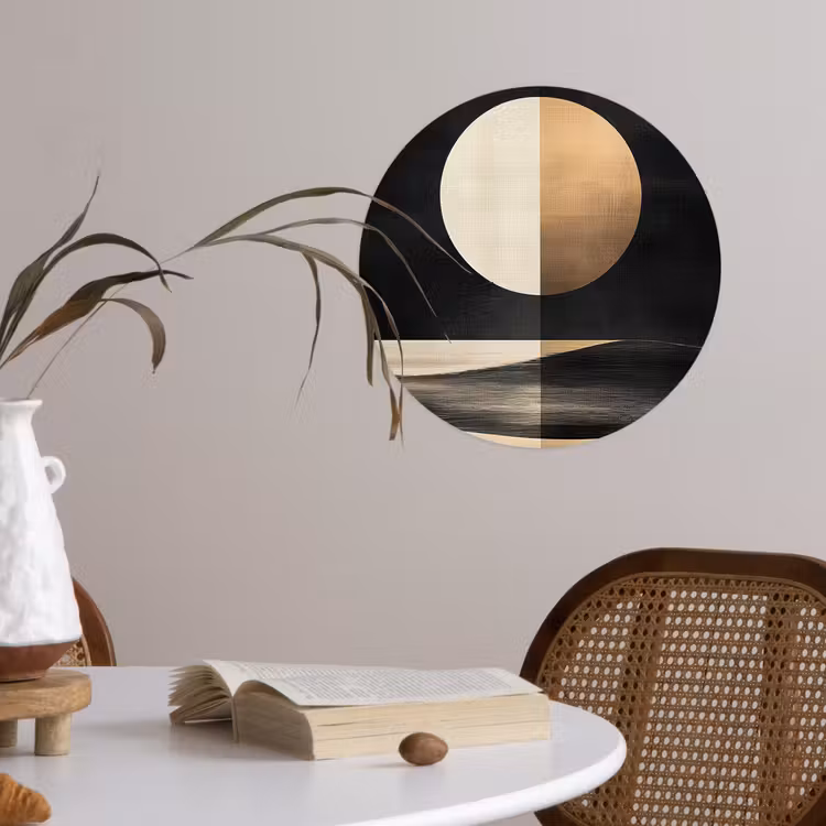 Maan - Cirkel - Goud Wandcirkel behangsticker klein -sfeer3