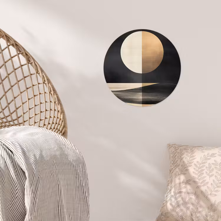 Maan - Cirkel - Goud Wandcirkel behangsticker klein -sfeer4
