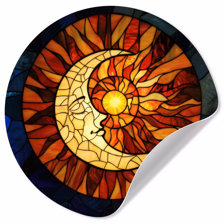 Mozaïek - Glas - Maan - Donkerblauw Wandcirkel behangsticker klein -3d