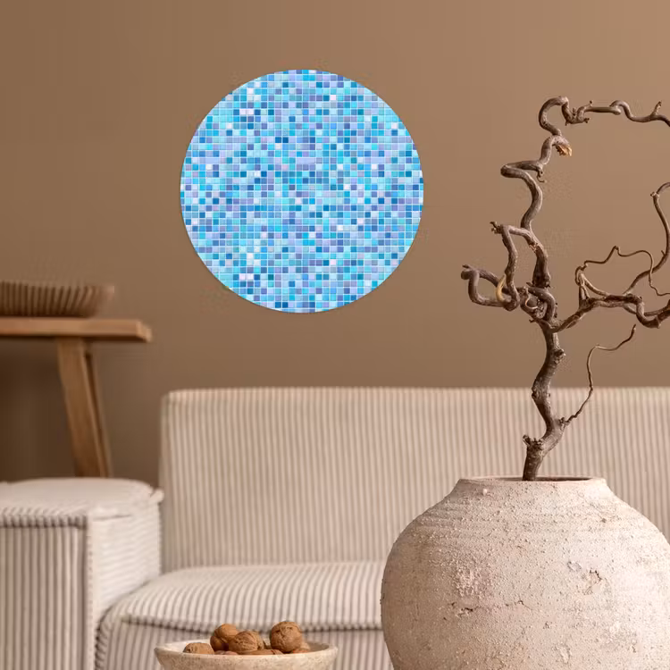 Mozaïek - Patroon - Turquoise Wandcirkel behangsticker klein 186 -sfeer1