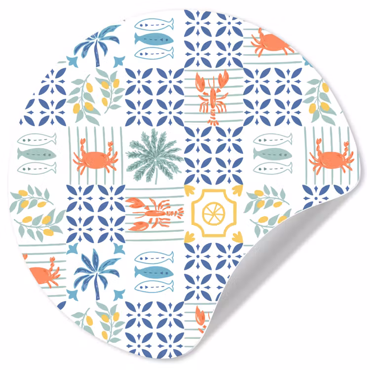 Zee - Sfeer - Mozaïek - Multi Wandcirkel behangsticker klein 186 -3d