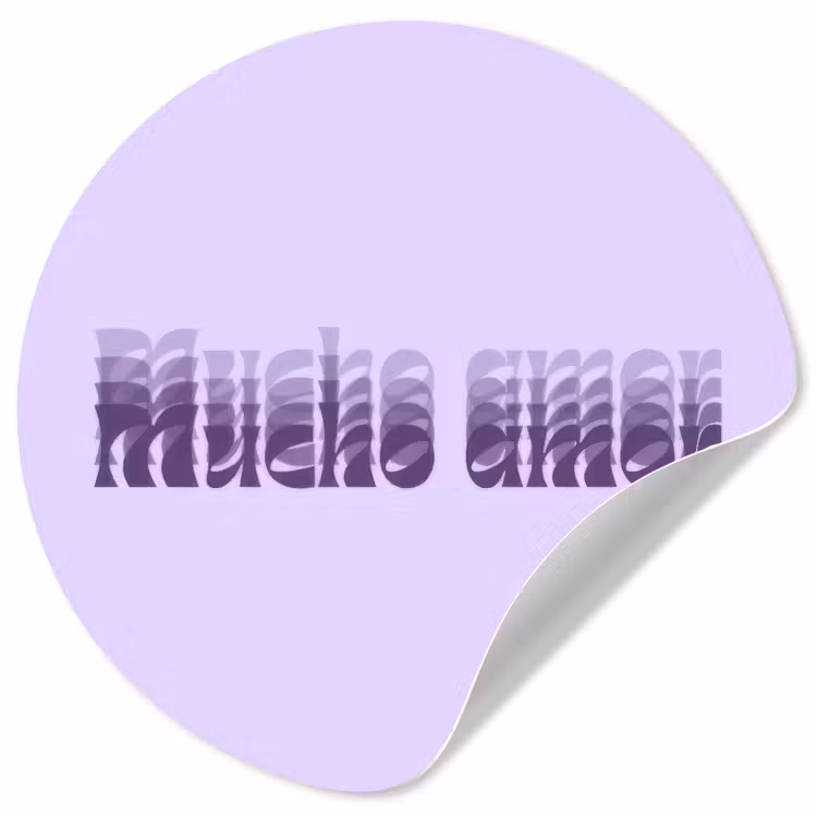 Mucho amor - Paars - Gelaagde letters Wandcirkel behangsticker klein -3d