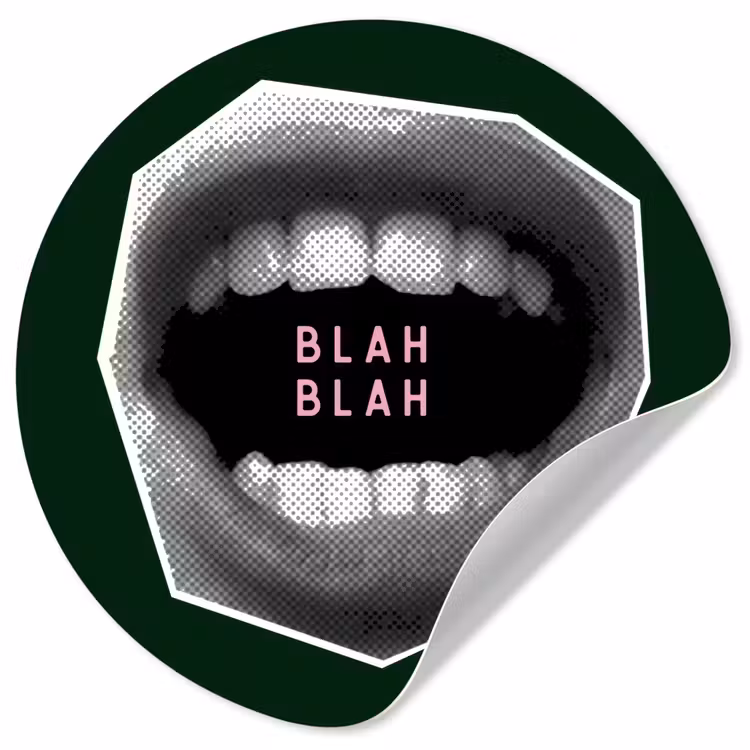 Mond - Groen - Illustratie - BLAH BLAH Wandcirkel behangsticker klein -3d