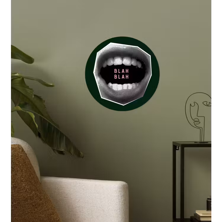 Mond - Groen - Illustratie - BLAH BLAH Wandcirkel behangsticker klein -sfeer2