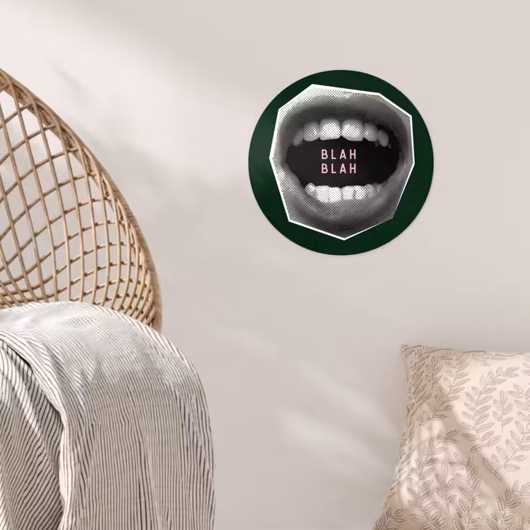 Mond - Groen - Illustratie - BLAH BLAH Wandcirkel behangsticker klein -sfeer4