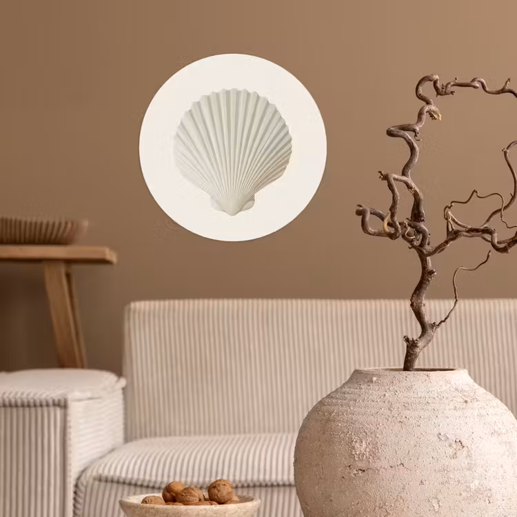 Schelp - Minimalistisch - Wit Wandcirkel behangsticker klein -sfeer1