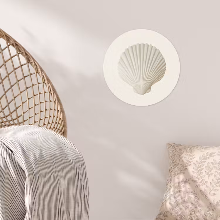 Schelp - Minimalistisch - Wit Wandcirkel behangsticker klein -sfeer4