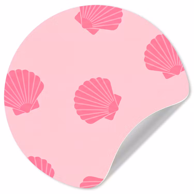 Schelp - Patroon - Zee - Modern - Roze Wandcirkel behangsticker klein -3d