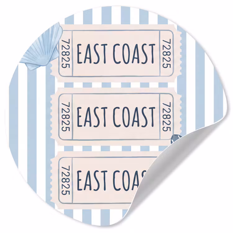 Schelp - Oceaan - Kust - Blauw - Illustratie Wandcirkel behangsticker klein -3d