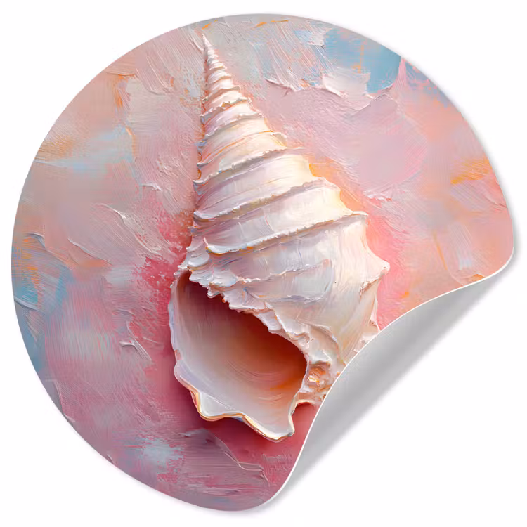 Schelp - Pastel - Pink Wandcirkel behangsticker klein -3d