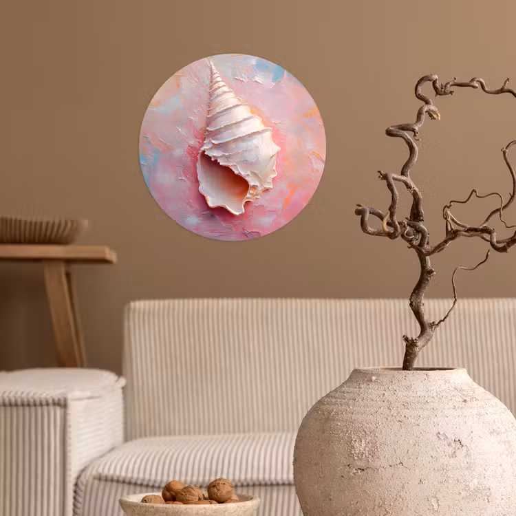 Schelp - Pastel - Pink Wandcirkel behangsticker klein -sfeer1