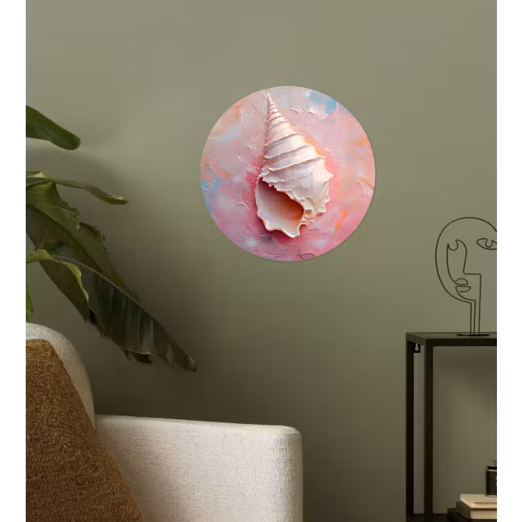 Schelp - Pastel - Pink Wandcirkel behangsticker klein -sfeer2