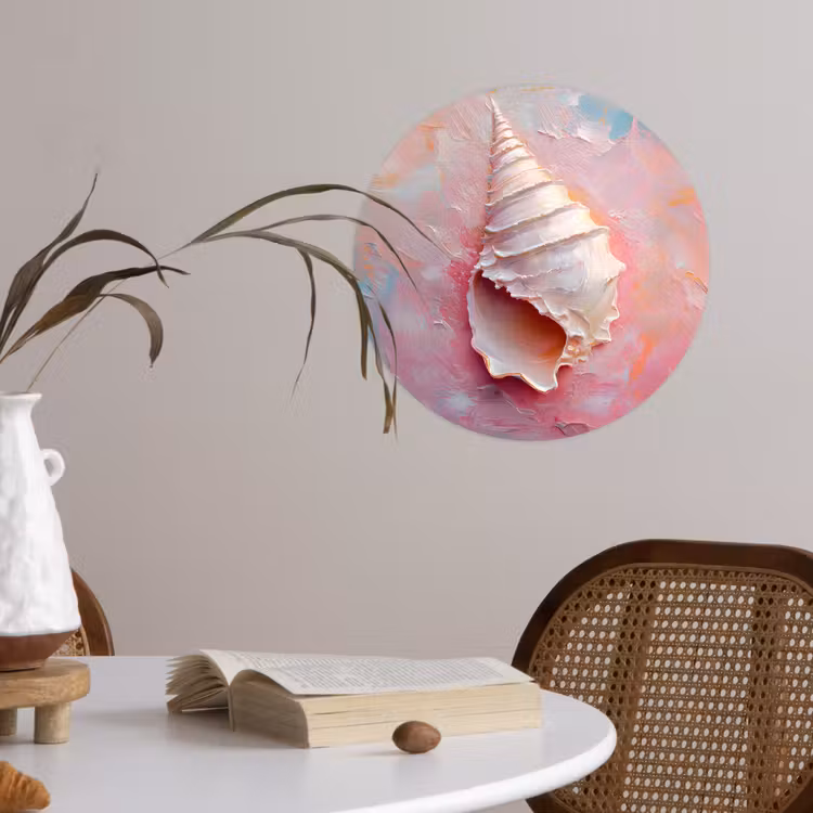 Schelp - Pastel - Pink Wandcirkel behangsticker klein -sfeer3