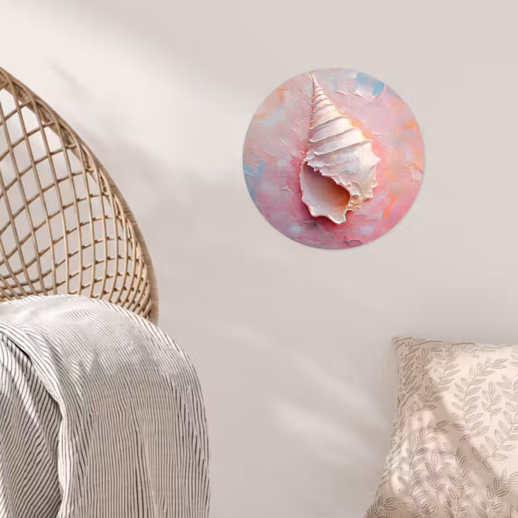 Schelp - Pastel - Pink Wandcirkel behangsticker klein -sfeer4