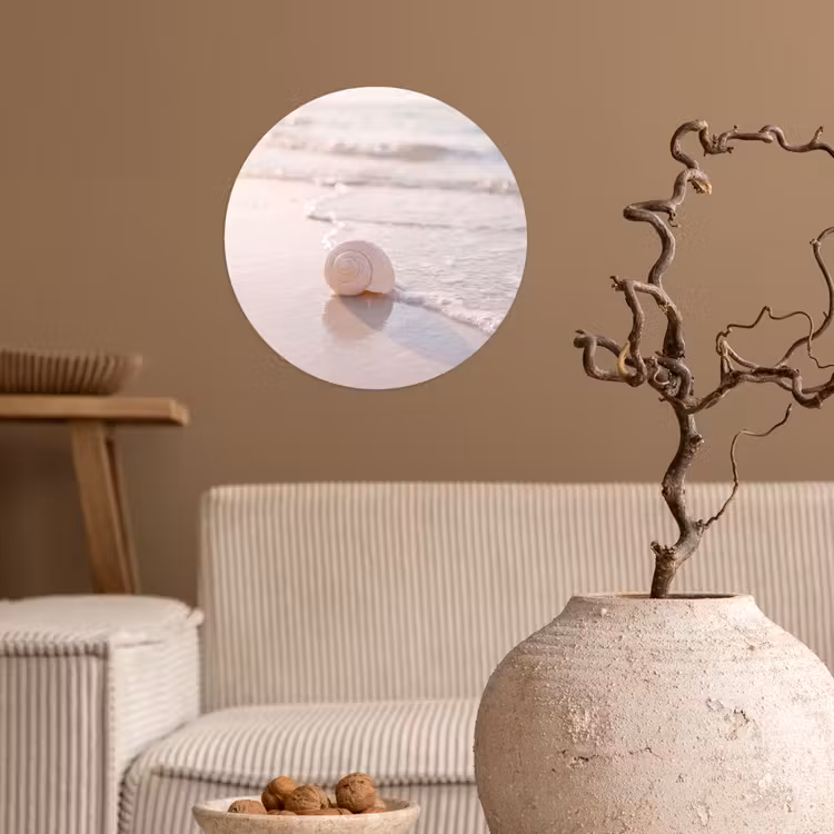 Zeeschelp - Strand - Zee - Natuur - Beige Wandcirkel behangsticker klein -sfeer1