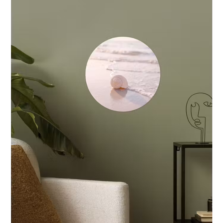 Zeeschelp - Strand - Zee - Natuur - Beige Wandcirkel behangsticker klein -sfeer2